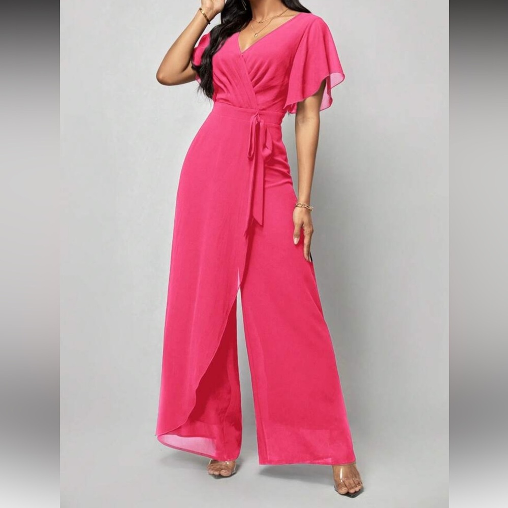 Elegant Pink Wrap Dress